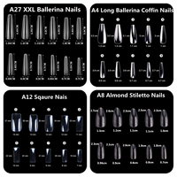 Makartt 500 sztuk trumny fałszywe tipsy wyczyść naturalne XXL żel porady pełna pokrywa sztuczne akrylowe Stiletto Ballerina Nails naciśnij na paznokci 3